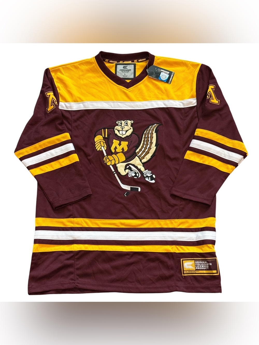 NEW Minnesota Golden Gophers NCAA Maroon Red Hockey Jersey Colosseum Youth Large